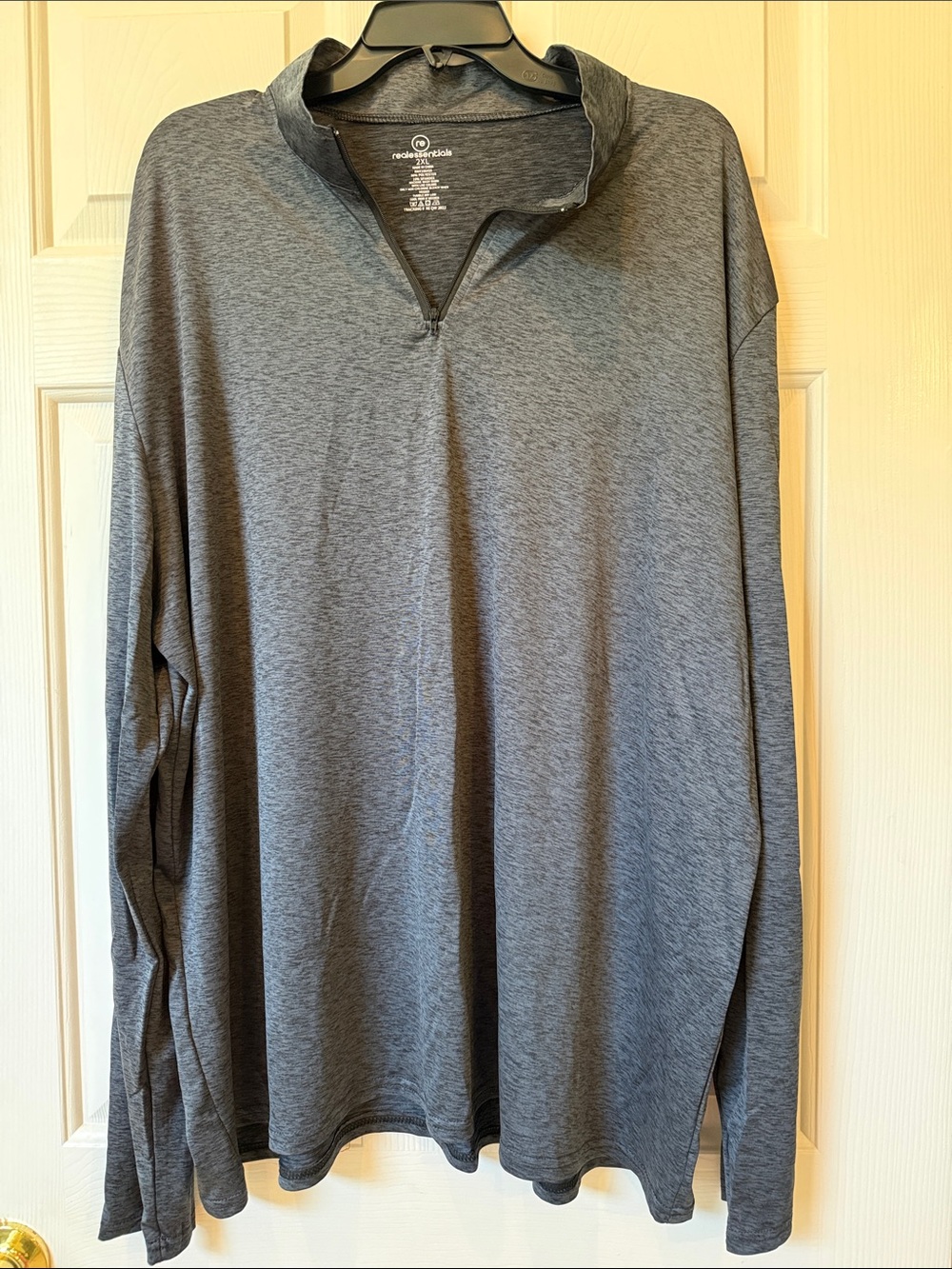 Real Essentials Men's Dry-Fit 1/4 Zip Pullover Gray Heather Size 2XL